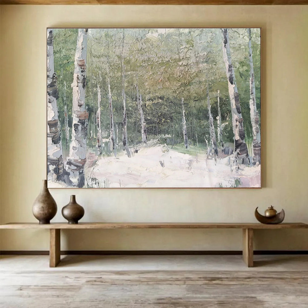 Birch Forest Path - Impressionistic Landscape Painting On Canvas DKH629