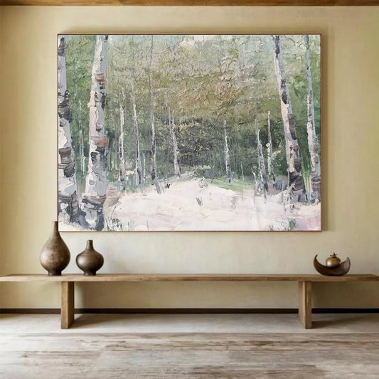 Birch Forest Path - Impressionistic Landscape Painting On Canvas DKH629