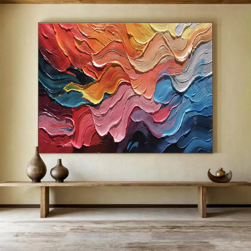 “Color - Swirled Abstract Waves” - Dynamic Abstract Painting On Canvas DKH823