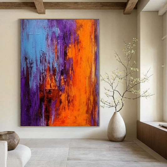 “Purple - Orange - Blue Abstract” - Abstract Expressionist Painting On Canvas DTP075