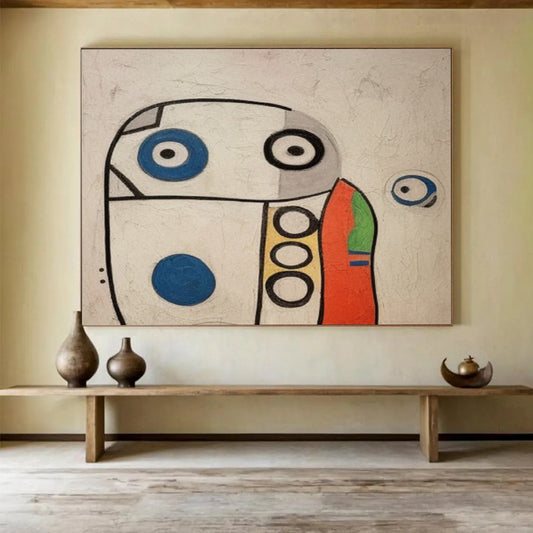 “Color - Blocked, Whimsical Creature ‘Playful Doodle’” - Abstract Figure Painting On Canvas DLZ001