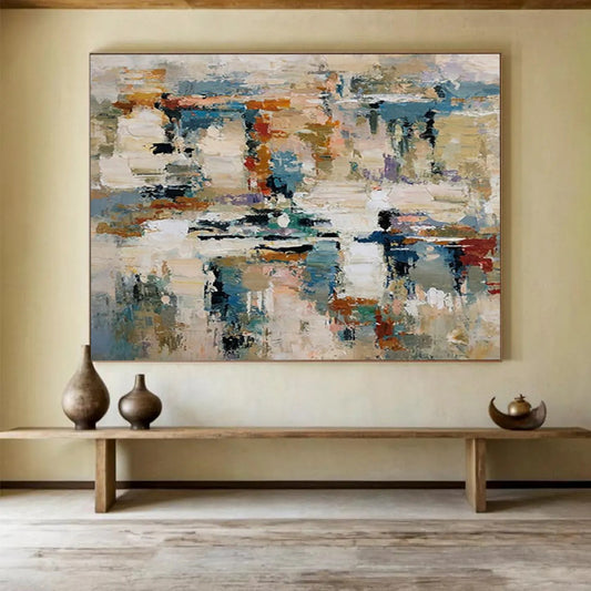 “Color - Blended, Abstract Scene ‘Harmonious Chaos’” - Abstract Impasto Painting On Canvas DLZ012