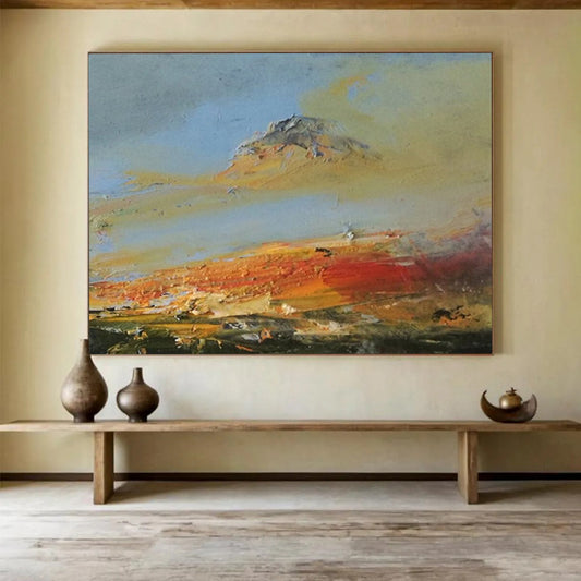 “Colorful, Textured Landscape ‘Vibrant Mountain Sunset’” - Impasto Landscape Painting On Canvas DLZ039