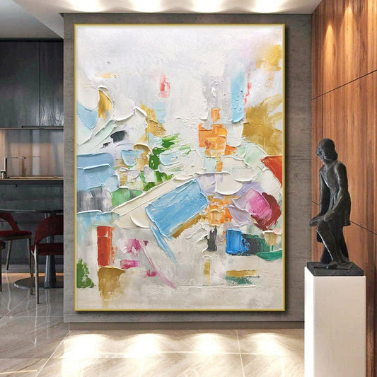 Colorful Thick - Painted Shapes, “Candy Crush Canvas” - Textured Abstract Oil Painting CT0730