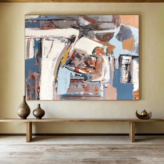 “Color - Blended, Abstract Scene ‘Urban Mosaic’” - Abstract Cityscape Painting On Canvas DLZ026