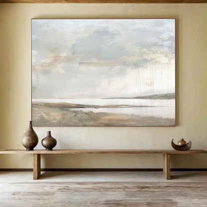 Textured Coastal Scene with Gold Hints Painting On Canvas DKH249