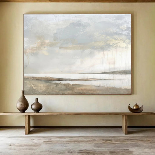 Textured Coastal Scene with Gold Hints Painting On Canvas DKH249