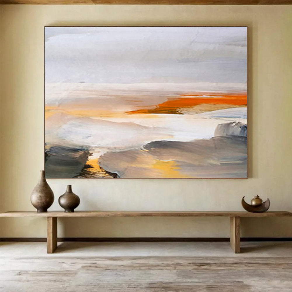 “Muted Tones: Abstract Horizon” Abstract Oil Painting On Canvas DKH382