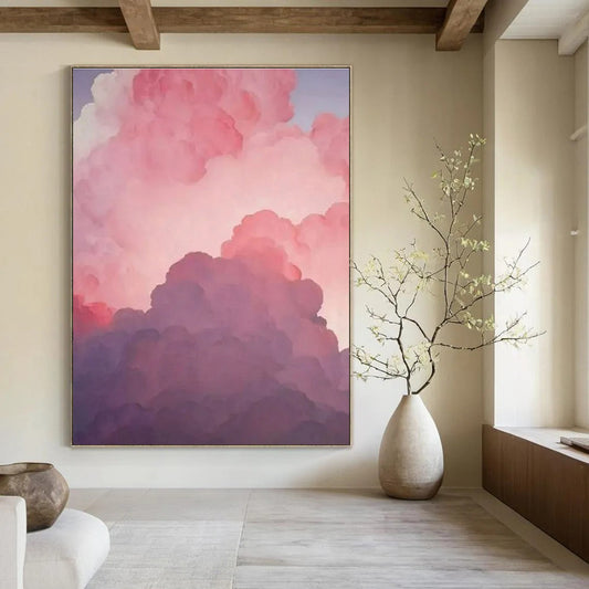 Gradient Pinks & Purples, Fluffy Clouds - "Dreamy Skies" - Digital - style Acrylic Painting CT1438