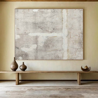 Textured Neutrals Subtle Gray White Abstract Marks Painting On Canvas DKH234