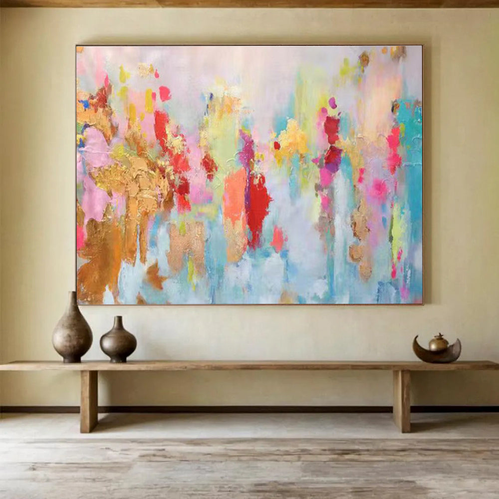 Pastel Abstract Celebration - Abstract Expressionist Painting On Canvas DKH643