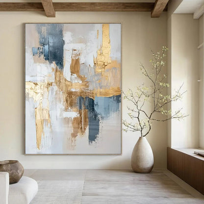 Grey - White Gold Weave - Abstract Decorative Oil Painting CT1242