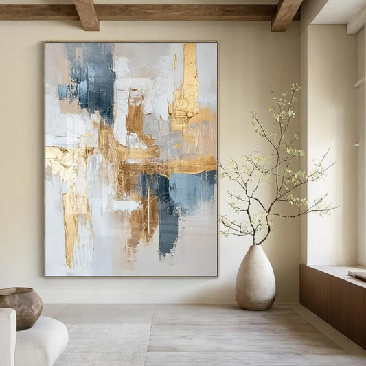 Grey - White Gold Weave - Abstract Decorative Oil Painting CT1242