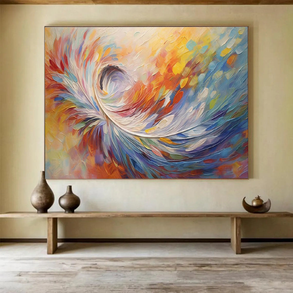 “Color Swirl - Vibrant Multicolor Abstract Painting On Canvas” DKH870