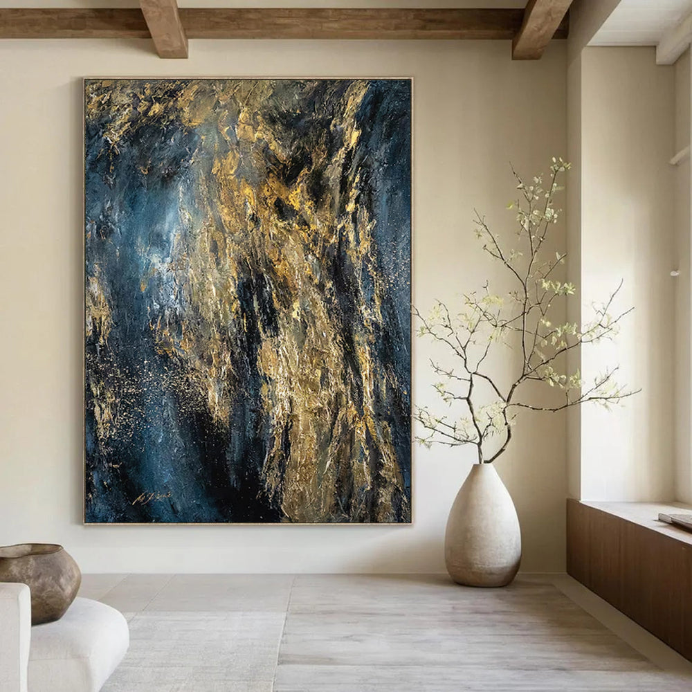 “Dark Gold Abstraction” - Dark & Gold Abstract Painting On Canvas CT2246