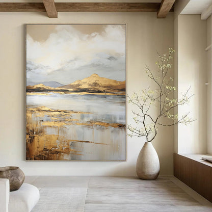 Golden Mountainscape - Abstract Landscape Oil CT1256