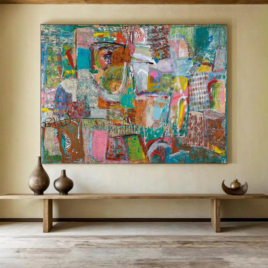 Mixed - Color Abstract Collage - Abstract Painting On Canvas DLZ236