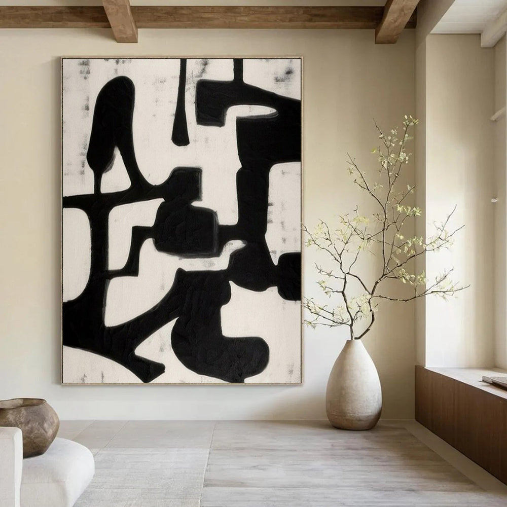 “Black - White Textured Forms” – Minimalist Abstract Art CT1036