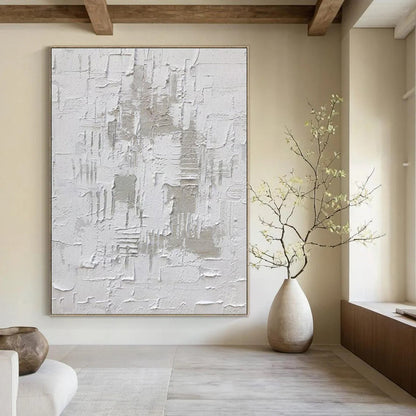 “Textured White Minimalism” - Subtle Abstract Painting On Canvas DKH1063