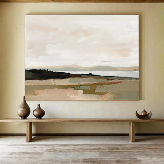 Soft Tones Landscape Serene Terrain Painting On Canvas DKH242