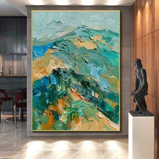 “Colorful Impasto Layers” ，Impasto Abstract Landscape Art CT0911