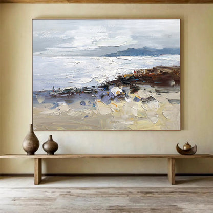 Textured Coastal Scene - Impasto Seascape Painting On Canvas DKH634