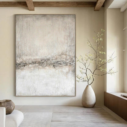 “Pure White & Light Gray Minimalist” – Abstract Minimalist Art CT0966