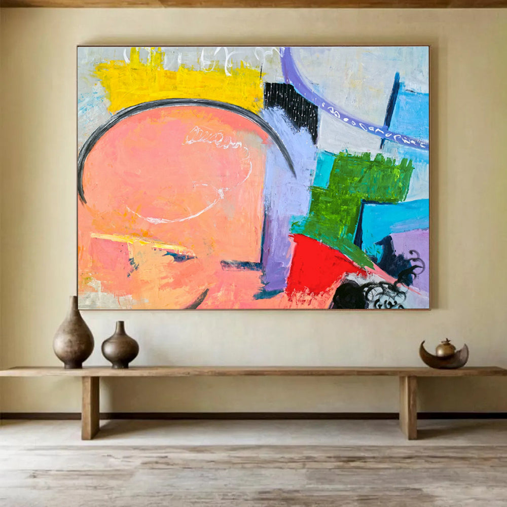 “Color Explosion Geometry” Abstract Acrylic Painting On Canvas DKH560
