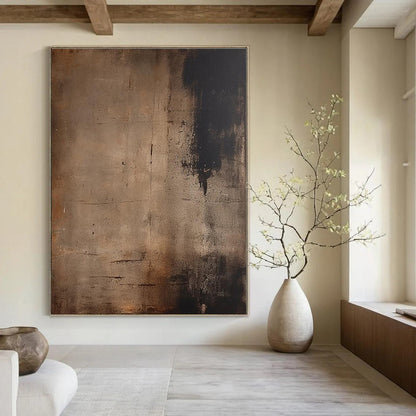 Dark Brown Textured Abstract - Subtle Textured Acrylic Painting CT1361