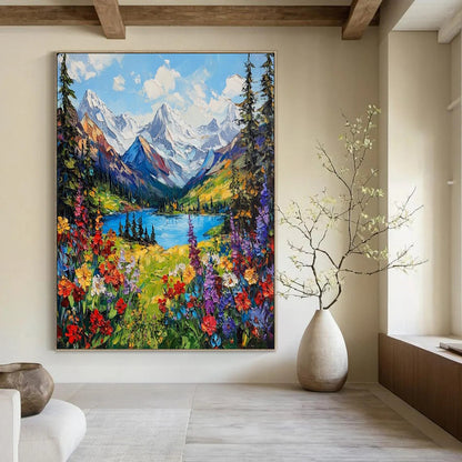 “Vibrant Mountain Landscape” – Impressionistic Oil Painting On Canvas CT2156