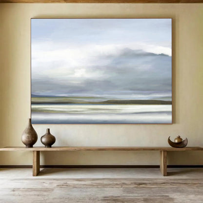 “Soft Hues: Tranquil Landscape” Minimalist Landscape Painting On Canvas DKH360
