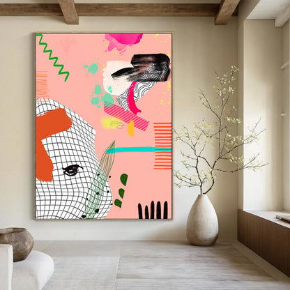 “Playful Pink Abstract Collage” - Whimsical Abstract Art CT2006