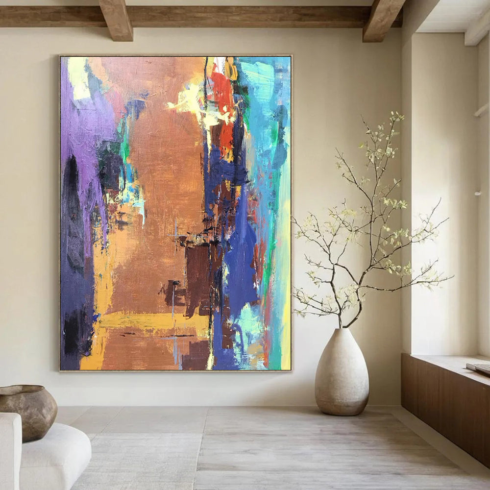 “Vibrant Abstract Cityscape” - Expressionist Urban Painting On Canvas DTP036