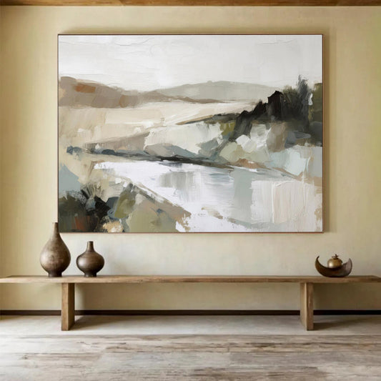 Muted Landscape Soft Tones Abstract Terrain Painting On Canvas DKH238