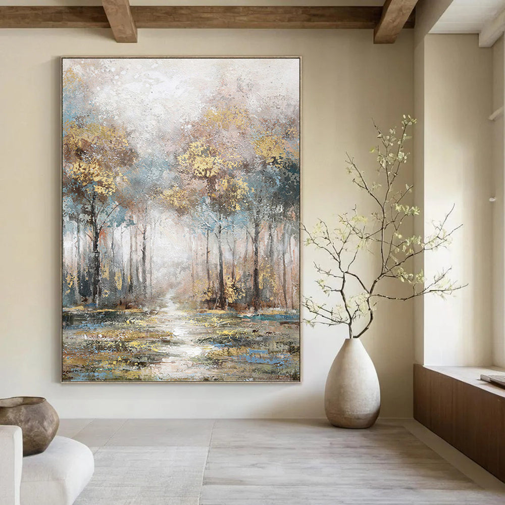 Misty Forest Path in Soft Tones - Landscape Painting On Canvas DKH1433