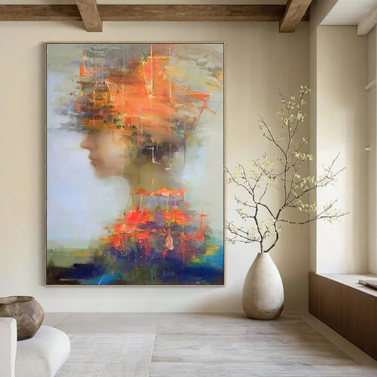 “Colorful, Abstract Portrait ‘Mind’s Mosaic’” - Expressive Figurative Painting On Canvas DTP318