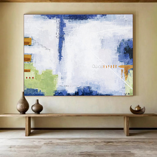 “Blue - Green Abstract Layers” Abstract Acrylic Painting On Canvas DKH555