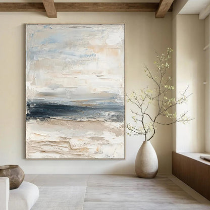 “Neutral Abstract Textures” - Beige, Gray, Blue Subtle Layers Painting On Canvas DTP298