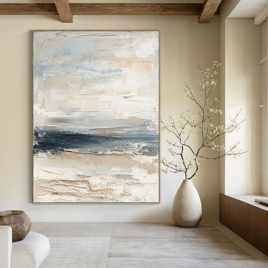 “Neutral Abstract Textures” - Beige, Gray, Blue Subtle Layers Painting On Canvas DTP298