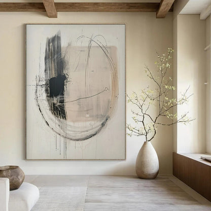 “Monochrome Abstract” ，Abstract Minimalist Ink Painting CT0932