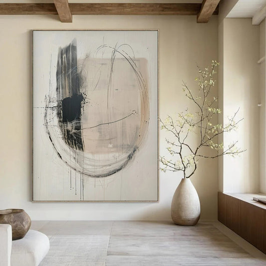 “Monochrome Abstract” ，Abstract Minimalist Ink Painting CT0932