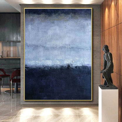 “Moody Blue Gradient” ，Abstract Seascape Oil Painting CT0897