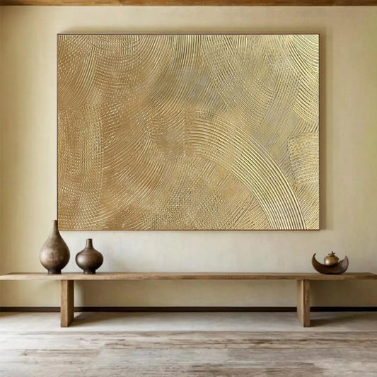 Textured Wave Layers in Teal, Gray, and Beige, Abstract Textural Landscape Painting On Canvas DKH580