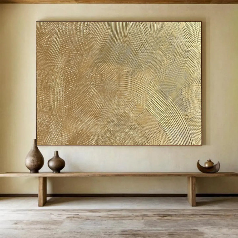Textured Wave Layers in Teal, Gray, and Beige, Abstract Textural Landscape Painting On Canvas DKH580