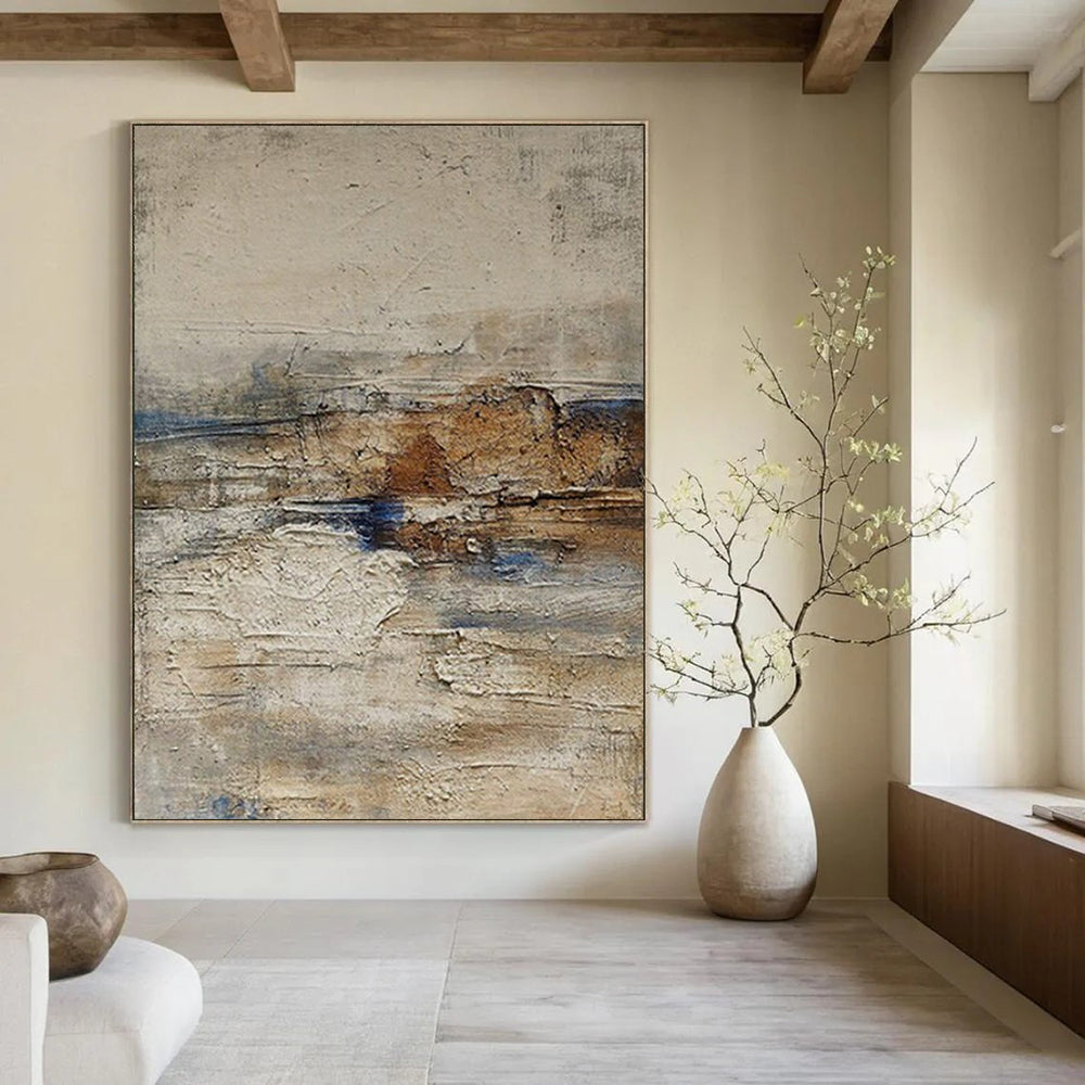 “Beige - Brown & Blue Textured Mix” – Abstract Mixed - Color Art CT0969