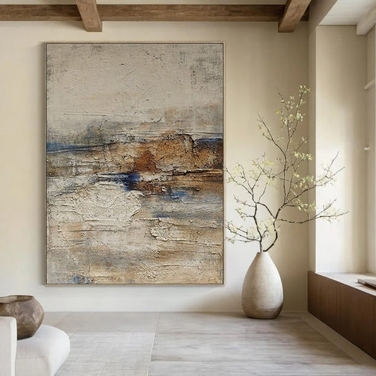 “Beige - Brown & Blue Textured Mix” – Abstract Mixed - Color Art CT0969