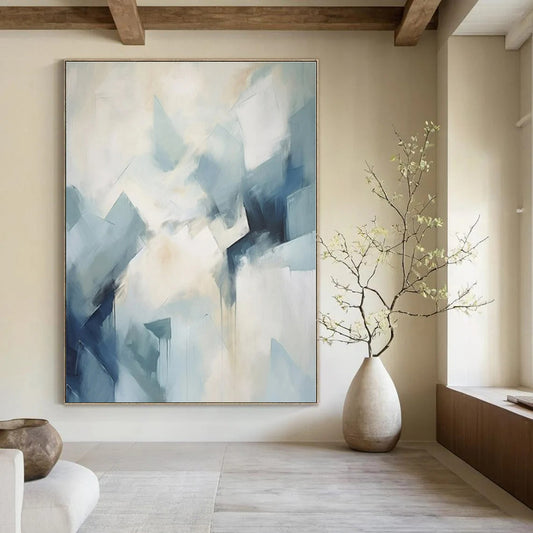 Cool Blue Geometric Shapes - Abstract Geometric Acrylic On Canvas CT1337