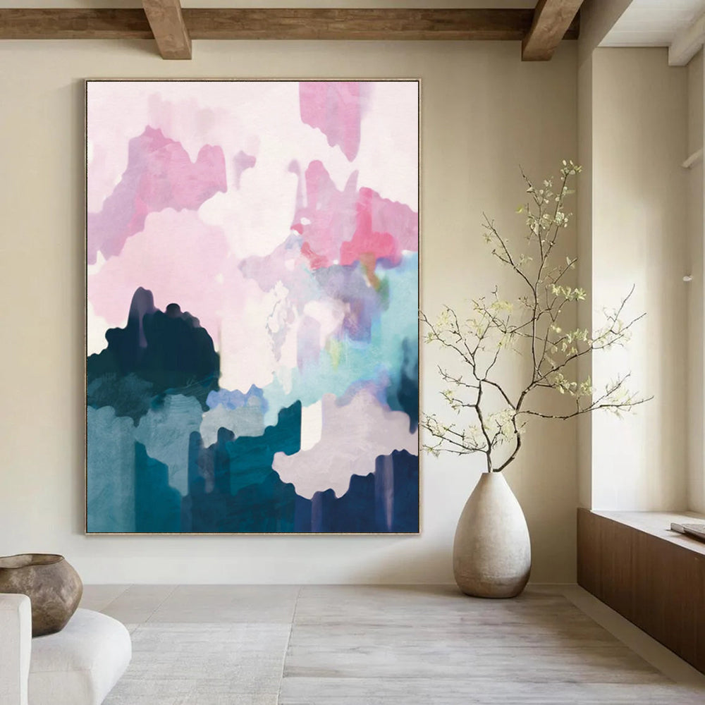 “Pastel Abstract Clouds” - Pink, Purple, Blue, White Abstract Painting On Canvas DTP235