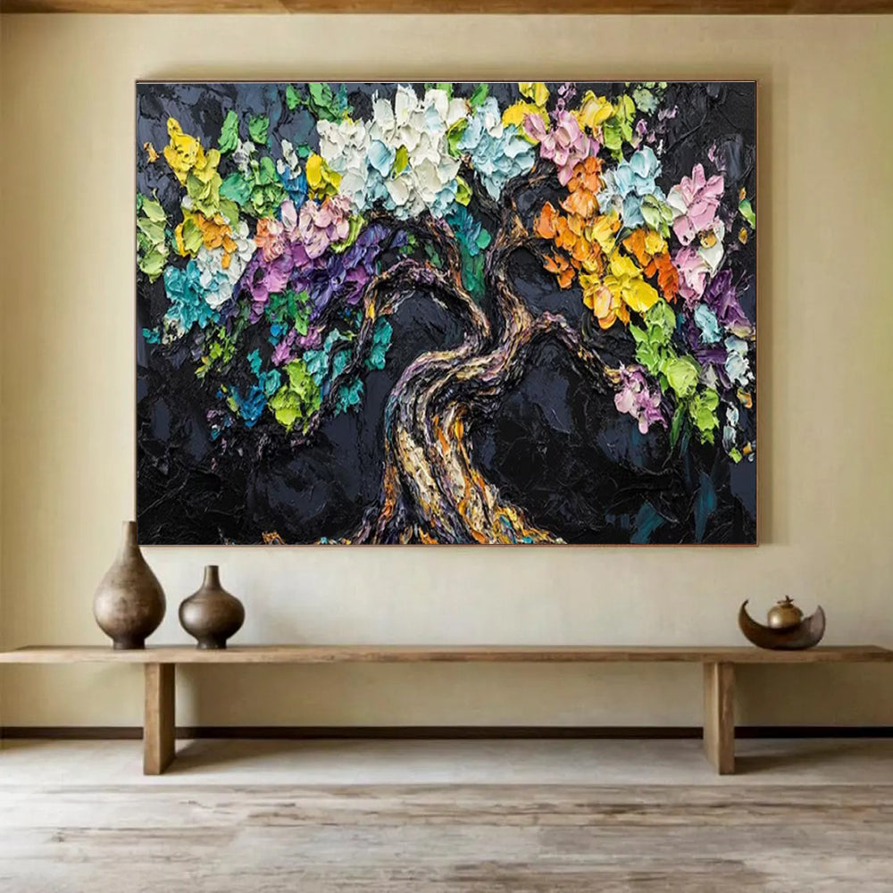 “Colorful Tree of Life” - Symbolic Impasto Painting On Canvas DKH825