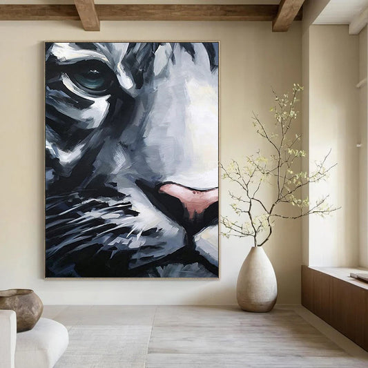 Expressive White Tiger - Wildlife Painting On Canvas DKH1454